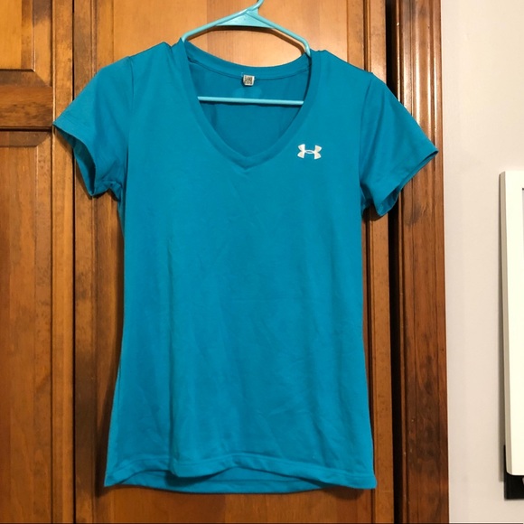Under Armour Athletic T-Shirt V-Neck Blue Small - Picture 3 of 6
